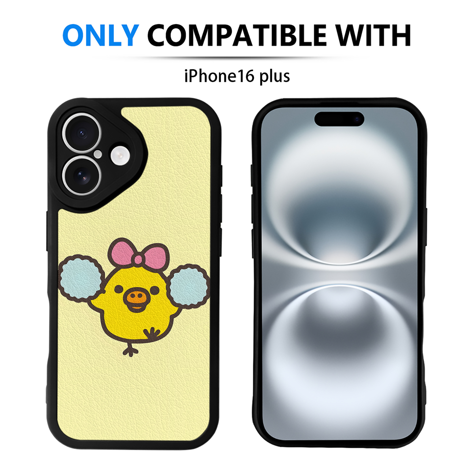 （画像用） リラックマ リラックマ キイロイトリ Rilakkuma Korilakkuma Kiiroitori 【iPhone 16シリーズ対応】シリコンスマホケース（レザー調） 材質：シリコン